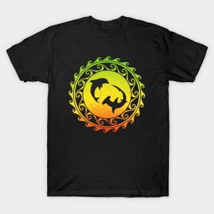 Hammerhead shark and Dolphin Caribbean Pride Design T-Shirt